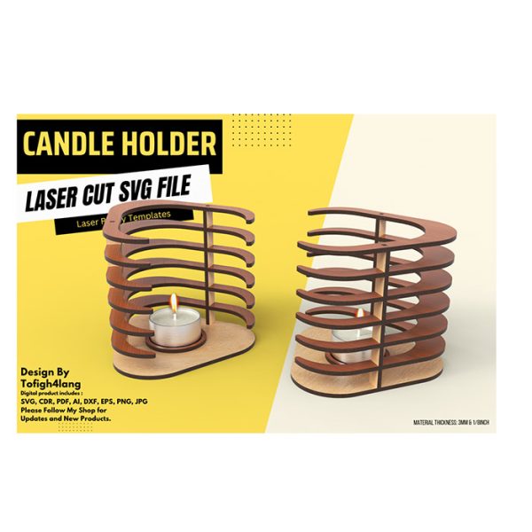 فایل برش لیزری جا شمعی فانتزی