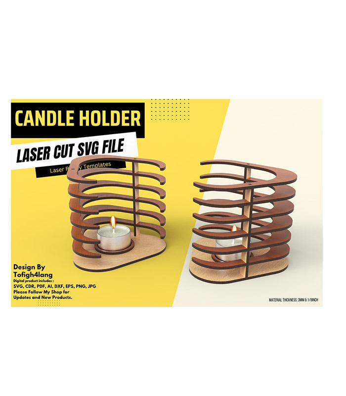 فایل برش لیزری جا شمعی فانتزی