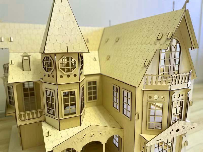 خانه عروسکی فانتزی چندطبقه – مخصوص ساخت ماکت چوبی با MDF 2 برش لیزری - ماکت خانه کوجک ام دی اف